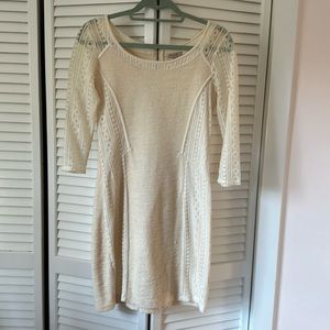 Anthropologie cream lace detail dress, size medium